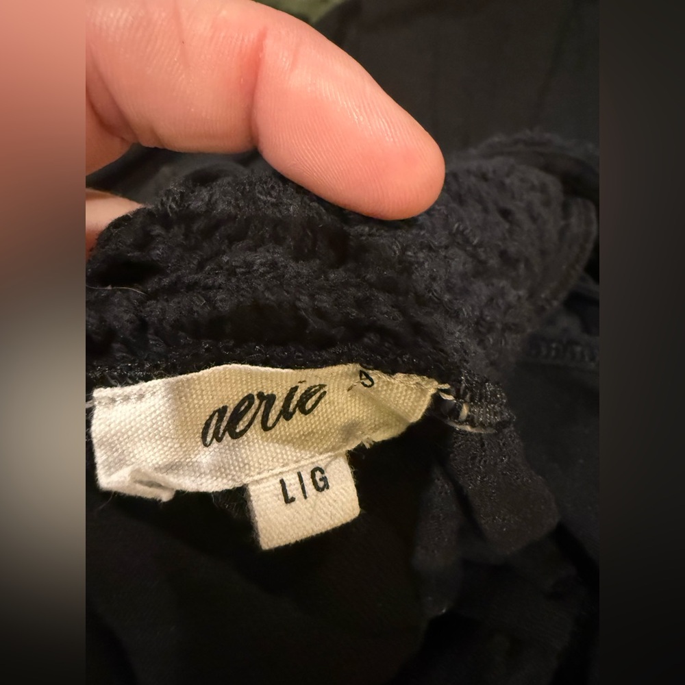 Aerie Cotton Crochet Black Maxi Dress-L - Picture 4 of 6